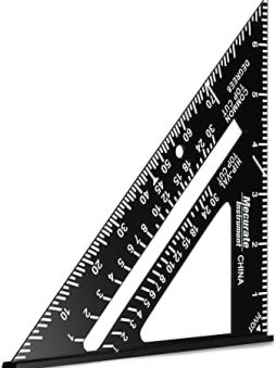 Mecurate Rafter Square, Triangle Carpenter Square Die-cast Aluminum Alloy for Woodworking and Carpentry (7 inch die-Casting)