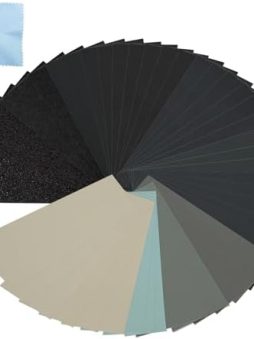 Ultra Sandpaper Set, 400-3000/5000/7000/10000/20000 grit Sandpaper, Wet Dry Sand Paper 9 x 3.6 Inch for Wood Furniture Finishing, Metal Sanding and Automotive Polishing, 33Sheets